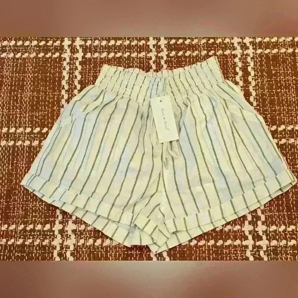 Sim & Sam Cotton Linen Stripe Shorts Size Medium - Picture 2 of 11